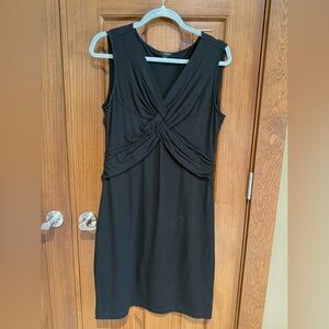Ann Taylor Black Sleeveless Twist-Front Midi Dress